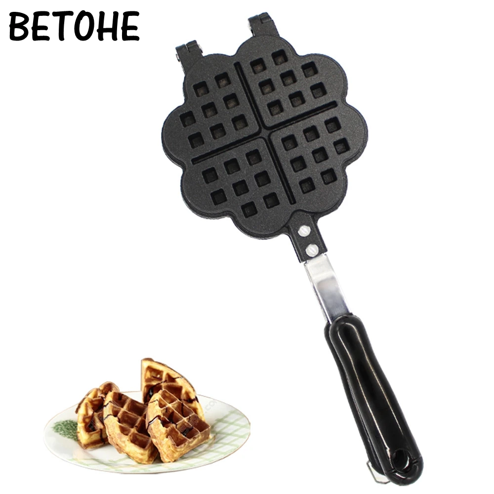 BETOHE DIY Heart Shape Non-stick Metal Waffle Maker Waffle Mould kitchen Cake Baking Dish