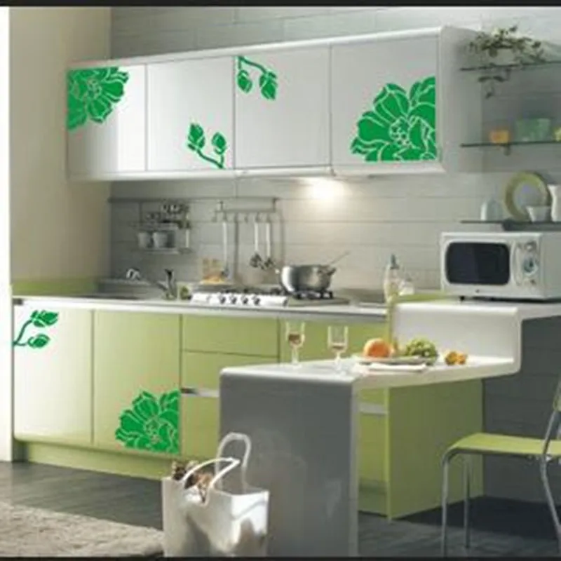 Yulan Magnolia Flower Wall Sticker Decals Dining-Table Stickers For Wardrobe Cabinet Glass Furniture Refrigerator