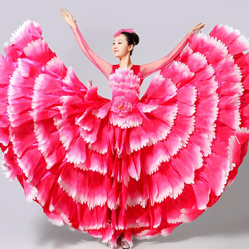 

Spanish Bullfighting Dance Flamenco Skirt Ballroom Women Dress Gypsy Red Stage Wear Performance Costume Ladies Clothes DN3042