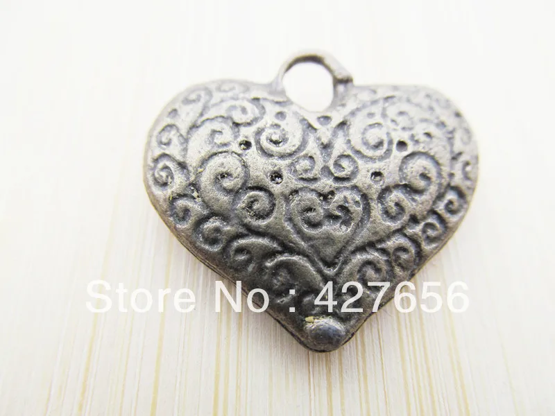 6pcs antique bronze steric heart pendant/hanging charm/finding H0001