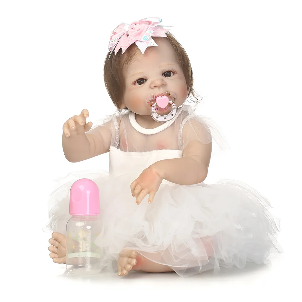 

Full body silicone reborn baby girl doll 23" NPK real baby doll born toys for kdis gift bonecas brinquedo menina