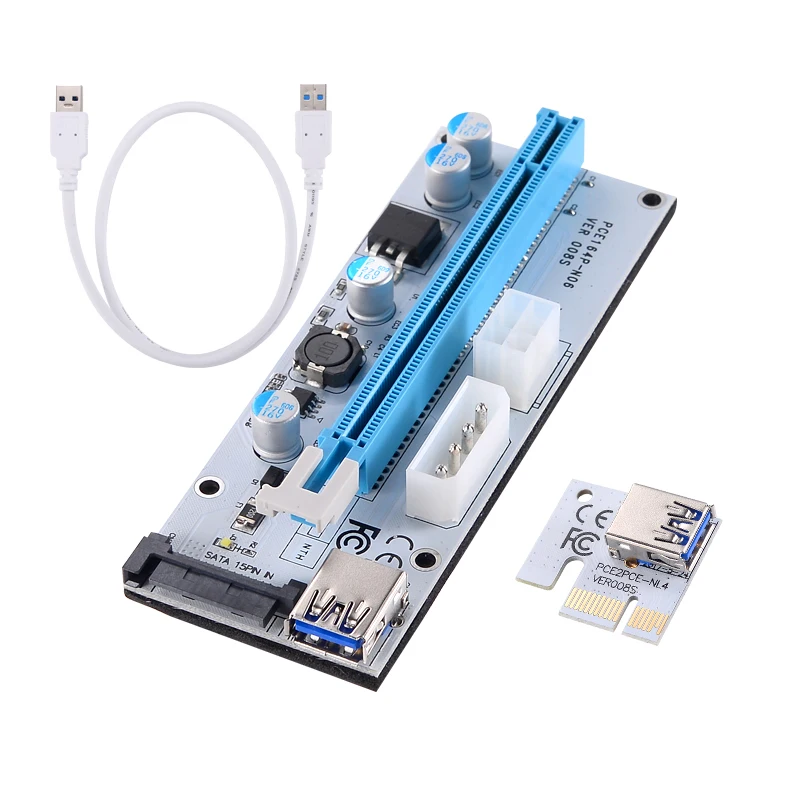 USB 3.0 PCI-E Express Riser Card 1x to 16x Data Extender Cable 60cm 4PIN 6PIN SATA 15Pin  for BTC Miner Machine bitcoin mining