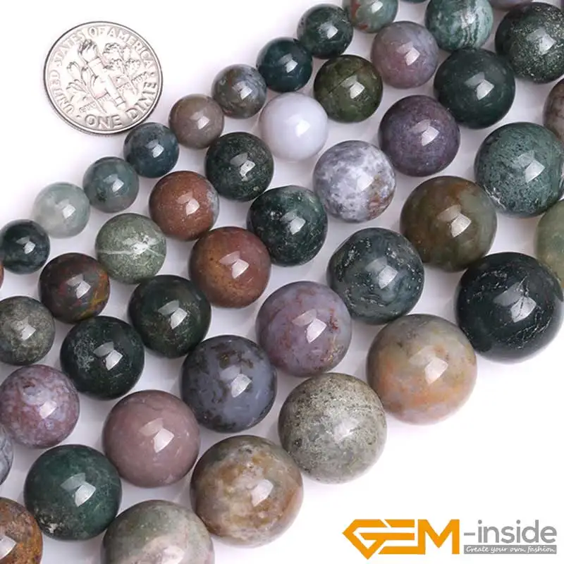 Natural Stone Indian Agates Round Beads For Jewelry Making Strand 15\