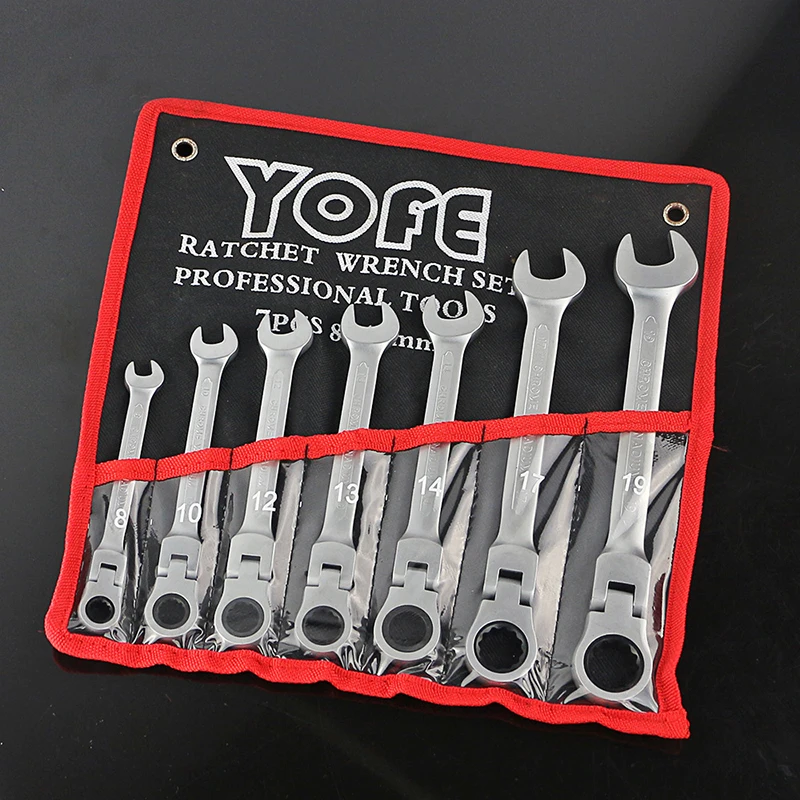 7pcs the key with combination Flexible ratchet wrench auto repair hand tools spanners a set of keys llaves herramientas D6121