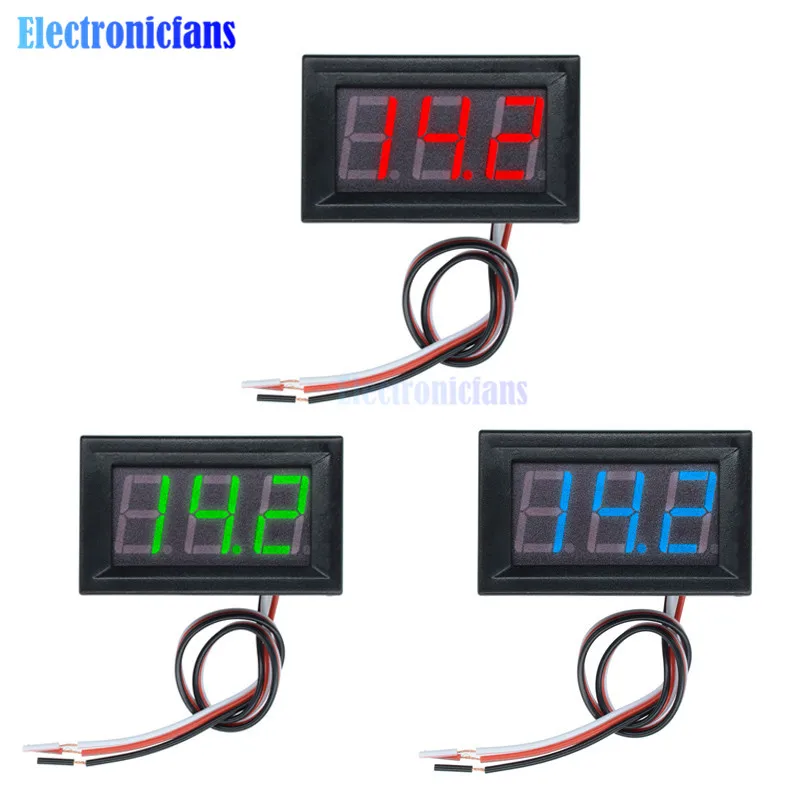 0.56 Inch Red Blue Green LED Display Panel Voltage Meter Voltmeter 3 Wires Three Digital Voltage Meter 0.56