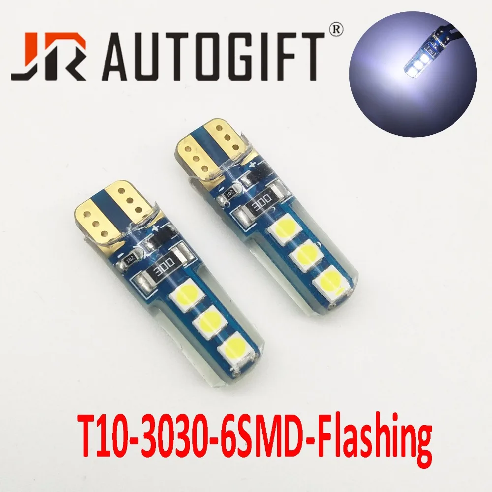 

100pcs T10 LED Bulbs White 168 194 W5W LED Lamp T10 Wedge 3030 6SMD flashing Interior Lights 12V 6000K Turn Signal License