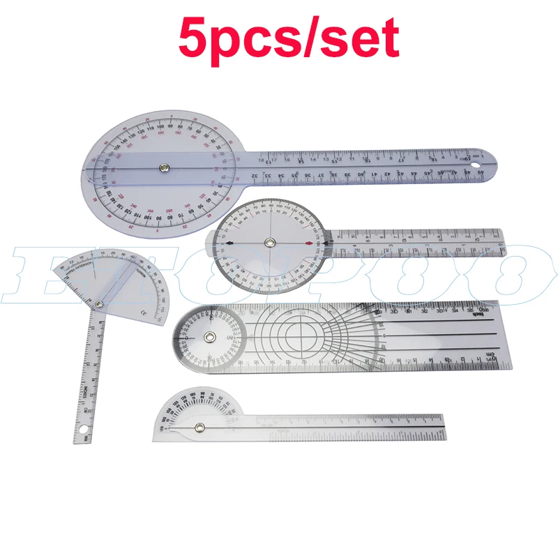 6pcs/set 5pcs 3pcs/set Protractors Multi-Ruler Spinal Finger Goniometer Angle Medical Spinal Ruler 180/360 Degree Measuring Tool