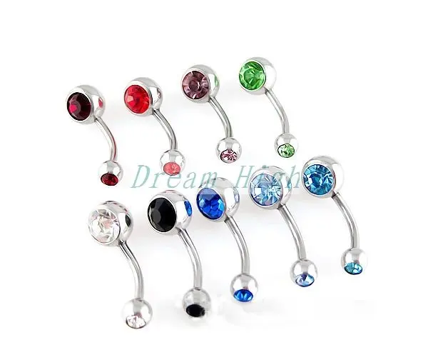 

Free Shipping Navel Piercing Hot Sell Double Belly Ring Jewelry Body 60pcs/lot Mixed color