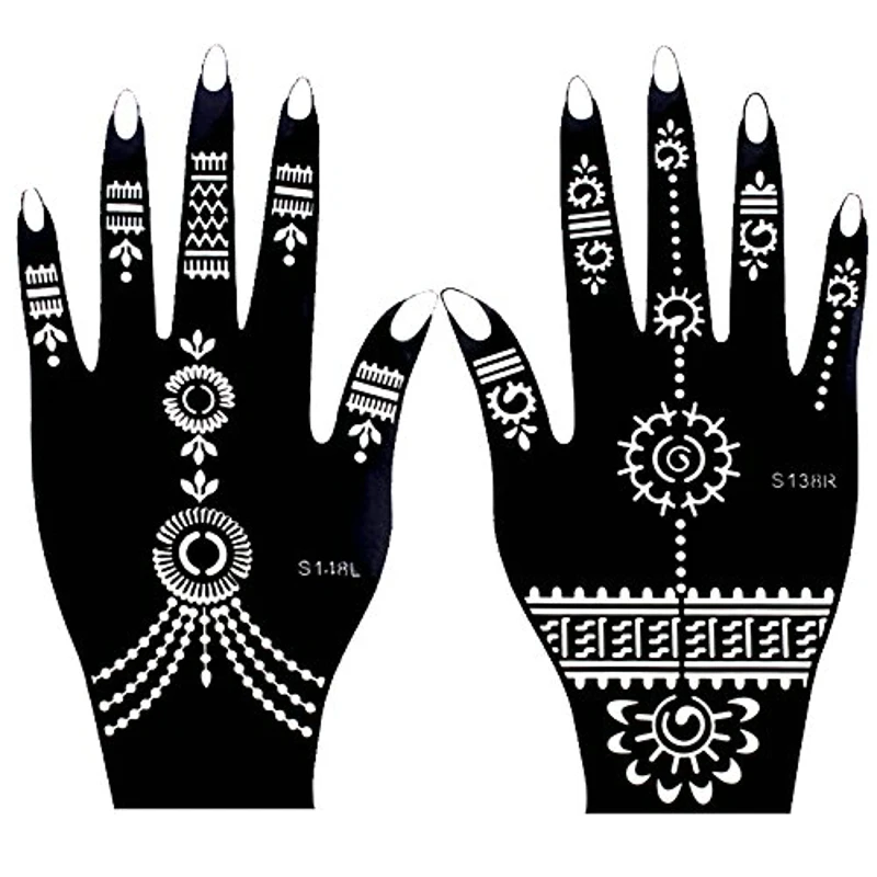 1Pcs ขนาดใหญ่ Henna อุปกรณ์สักลายสำหรับ Body,ดอกไม้ Glitter Airbrush Mehndi อินเดีย Henna TATTOO แม่แบบ Stencil 21*12ซม.