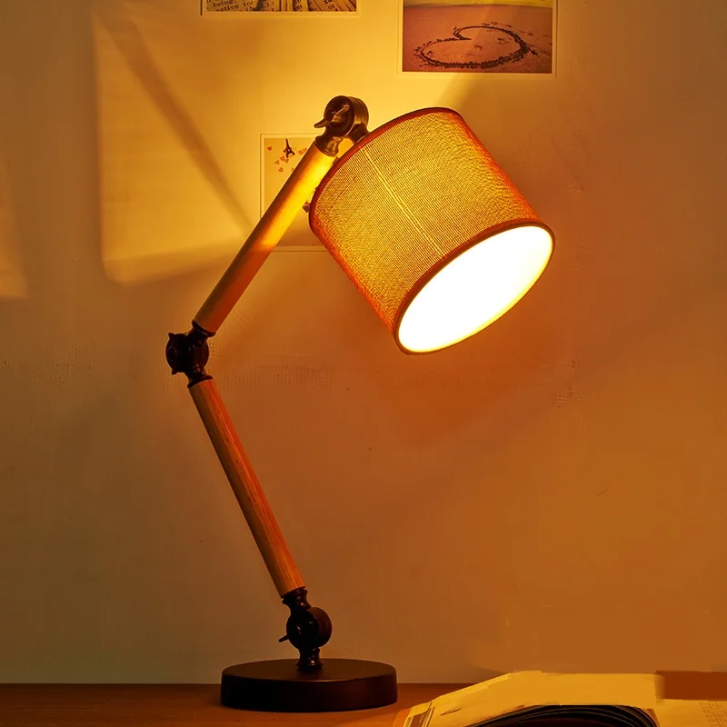 

A1 The NEW loft study lamps creative personality table lamp reading the original American linen wooden bedroom bedside MZ104