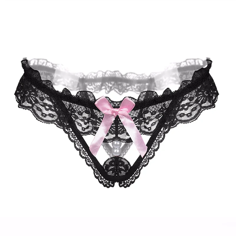 Sexy Panties And G Strings With Pearls Tangas Women Sexy t-back Sexy Underwear Lace Bow Briefs Erotic Transparent Lingerie