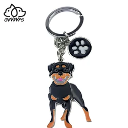 Rottweiler-男性と女性のための犬の形をしたペンダント付きキーホルダー,金属製の合金バッグ,シルバーカラー,車用