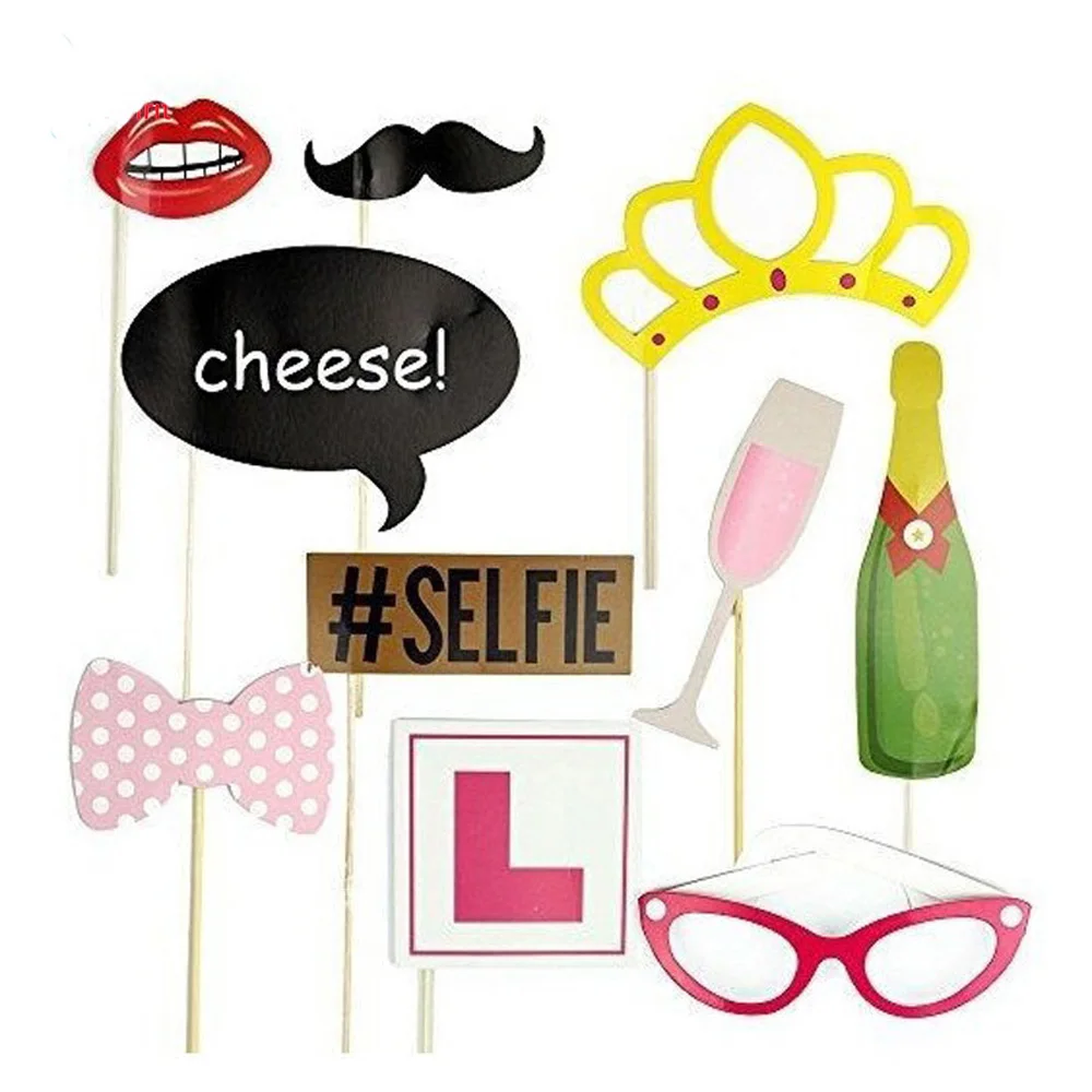 10Pcs/Set Photo Booth Props Photobooth Moustache Lips Glasses On A Stick Wedding Decor Birthday Party Decorations