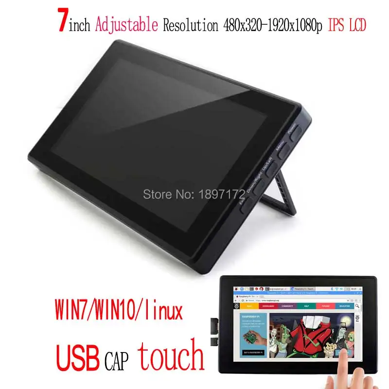 

Raspberry Pi 7inch LCD 7 inch USB Capacitive Touch screen HDMI VGA display for computer mini PC adjustable 480x320-1920x1080