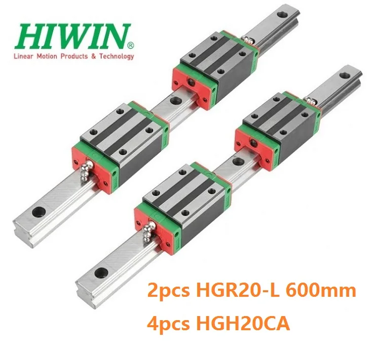 

2pcs 100% Original New Hiwin HGR20 -L 600mm linear guide/rail + 4pcs HGH20CA linear narrow blocks for CNC router