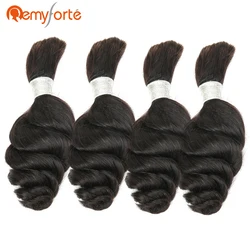 Remy Forte-4 mechones de trenzas de ganchillo, cabello humano sin trama, onda suelta brasileña, cabello humano a granel para trenzado, envío gratis