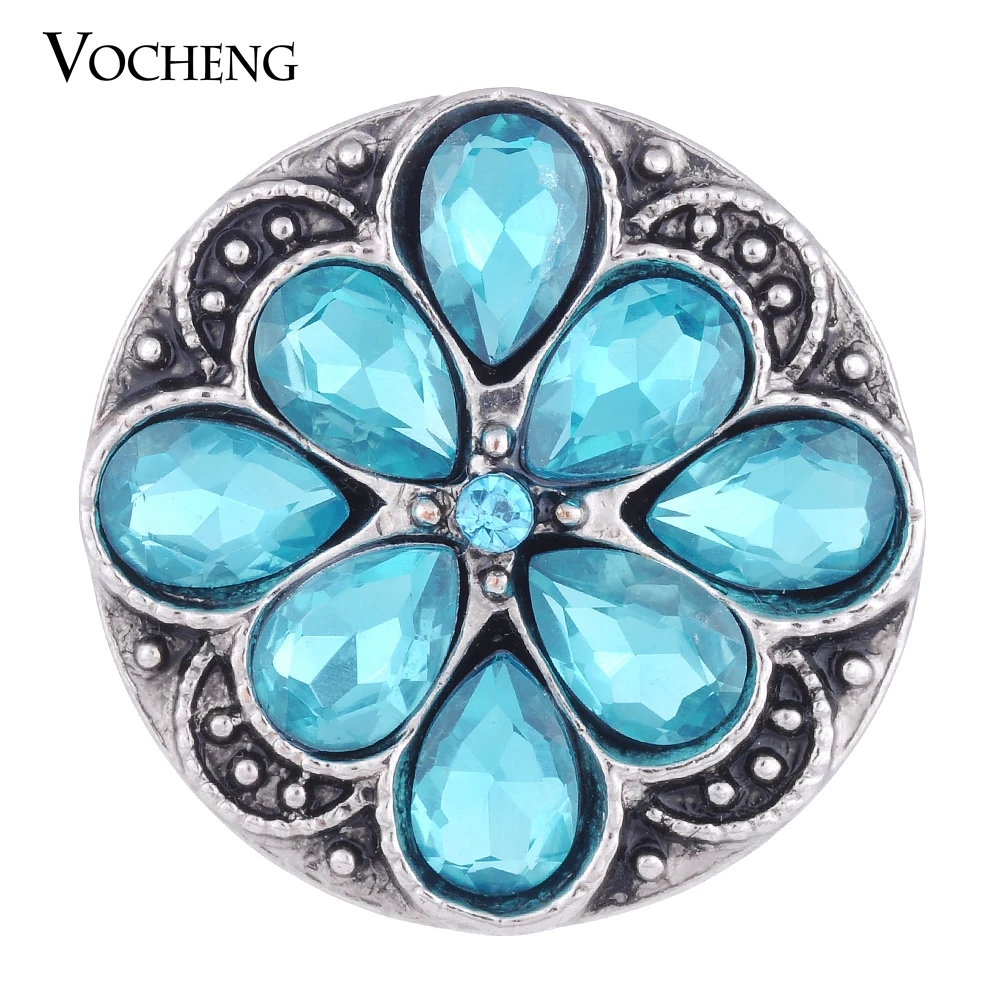 Vocheng Snap Charms 18mm Blue Water Drop Rhinestone Custom Charms Vn-1029