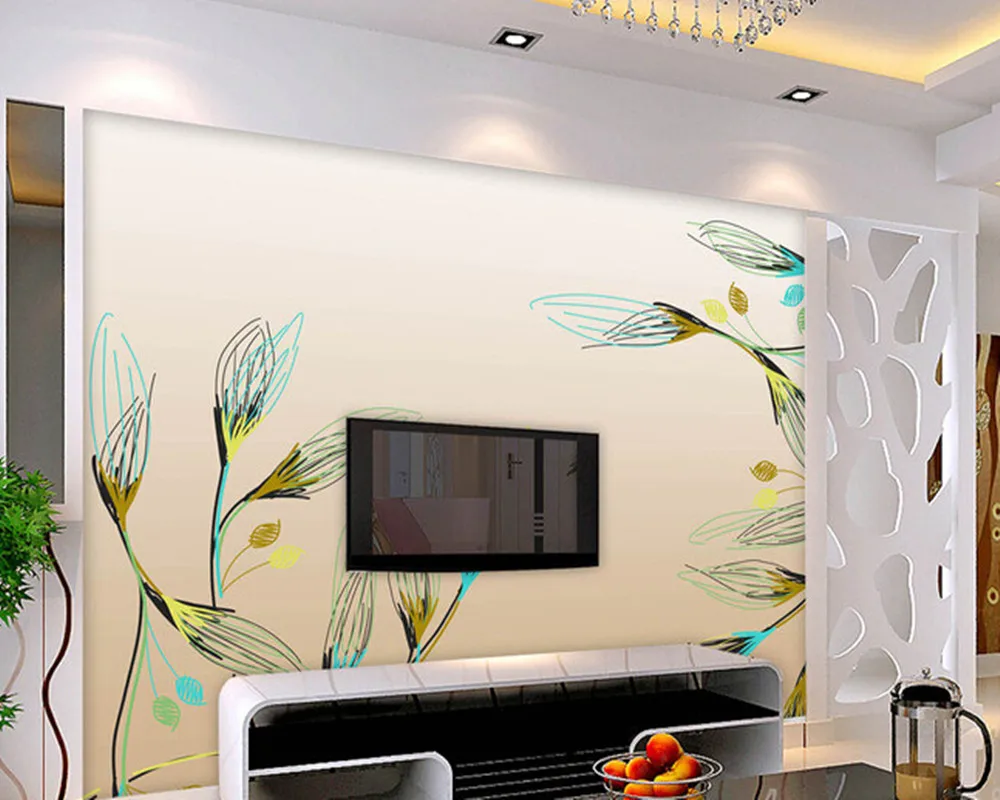 Custom flowers wallpaper 3D, simple hand painted flower murals for the living room bedroom TV background waterproof wallpaper