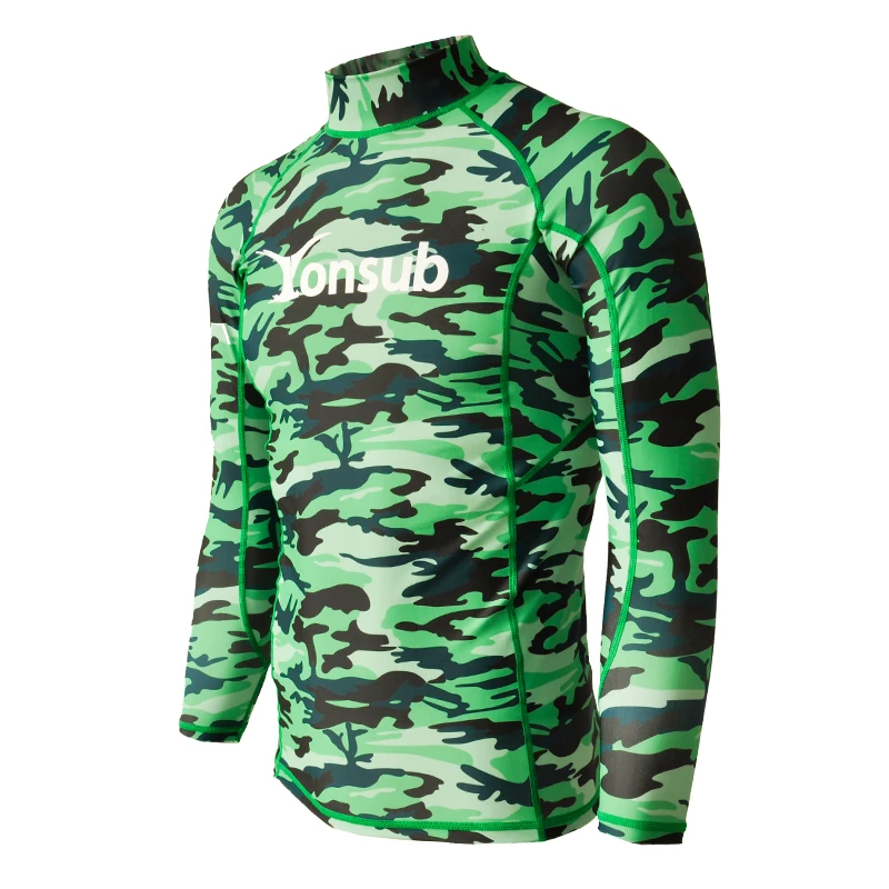 Camouflage Rash Guard Swimsuit Sunscreen Swimsuit Long Sleeve Surfing Snorkeling Swimsuit Men's Fitted Swimsuit Convenient Sport