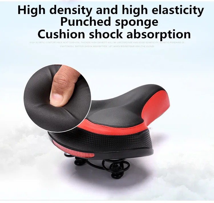 Wide Thicken Bicycle Saddle Seat Soft Silicone With Reflective Stickers MTB Road Bike Rear Light  Cycling Hollow Cushion Saddle