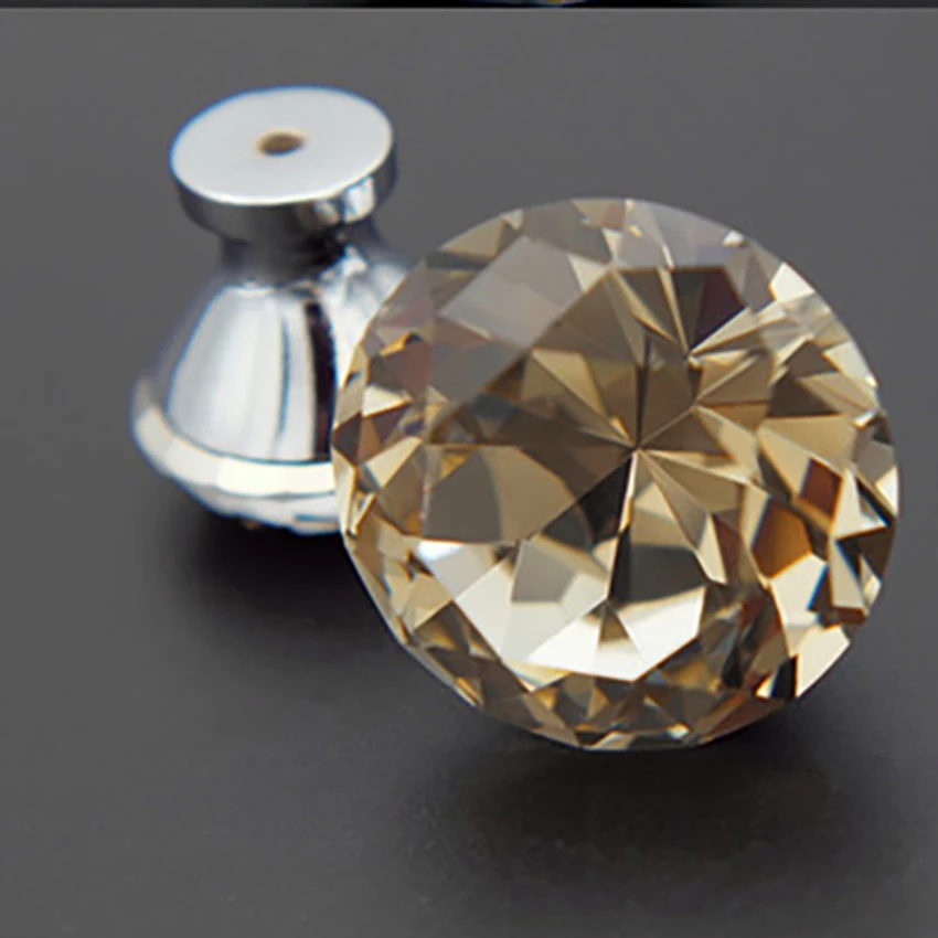 25/30/40mm Zinc Alloy Clear Crystal Glass Door Pulls Modern Drawer Cabinet Furniture Handle Knob Single Hole Handle kastgreep