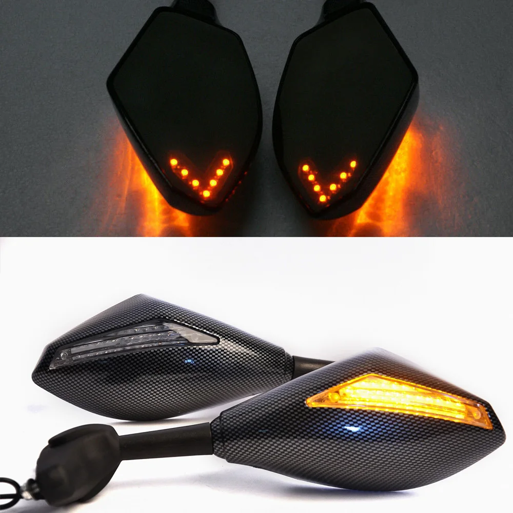 Evomosa Motorcycle LED Turn Signals Mirror Lights Rearview Mirrors  Smoke Lens for Suzuki SV650 Katana 600 750 GSX600F GSX750F