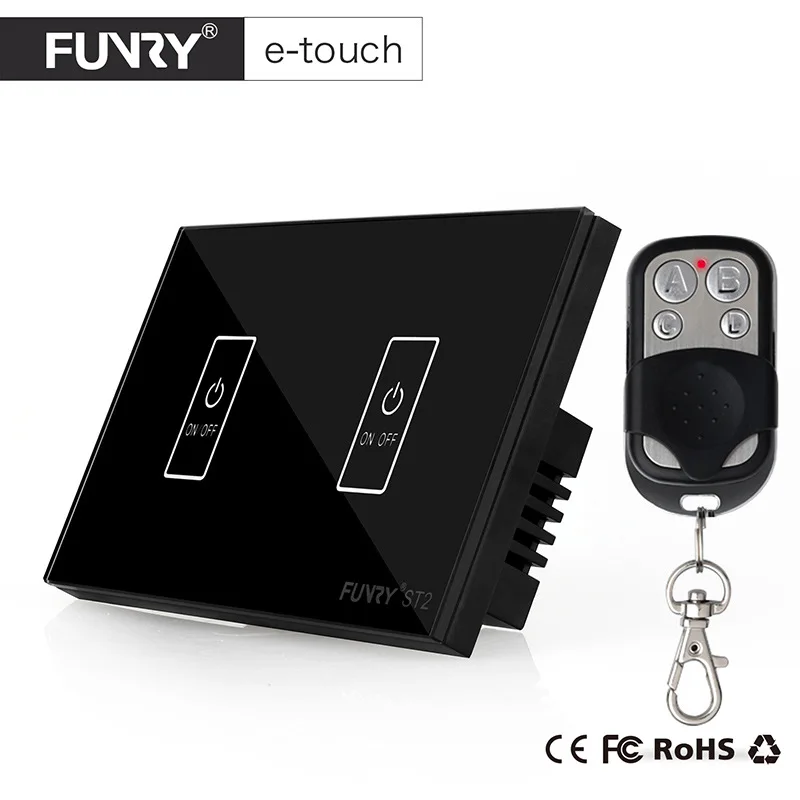 

US Standard 2Gang Crystal Glass Panel Remote Control Touch Switch Surface Waterproof Luxury Panel LED Touch Switch