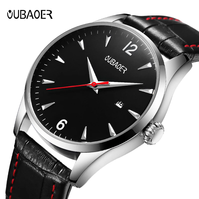 

OUBAOER Original Luxury Brand Military Watch Quartz Watch Men Analog Date Clock Leather Strap Relogio Masculino erkek saat reloj