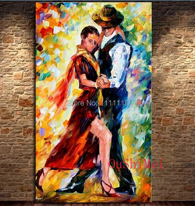 Hand Painted Modern knife Pictures On Canvas Beautiful Tango Dancer Oil Painting For Decor Wall Abstract Painting Hang Craft