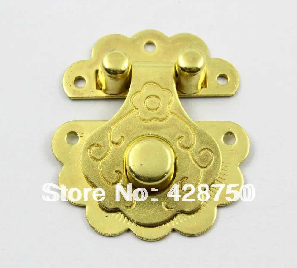 

Gold Jewelry Box Hasp Latch Lock 36x40mm with Screws