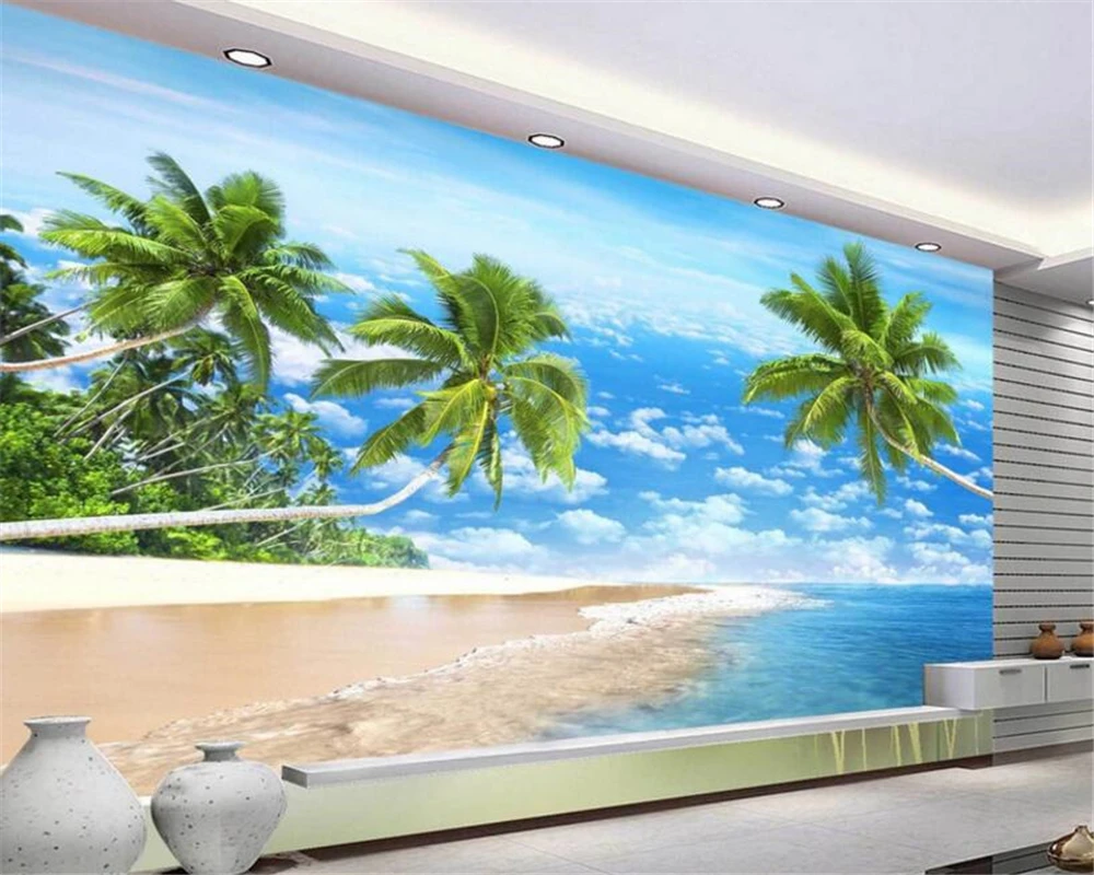 

beibehang 3d wallpaper Custom large high-definition wallpaper beautiful ultra-seductive beach dream landscape background tapety