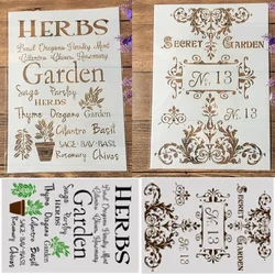 2Pcs/Lot A4 Flower Words Garden DIY Craft Layering Stencils Painting Scrapbooking Stamping Embossing Album Paper Template