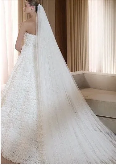 

Elegant Wedding Accessories 3m 5mOne-Layer Wedding Veil White Simple Bridal Veil With Comb Wedding Veil evelo de novia LT027