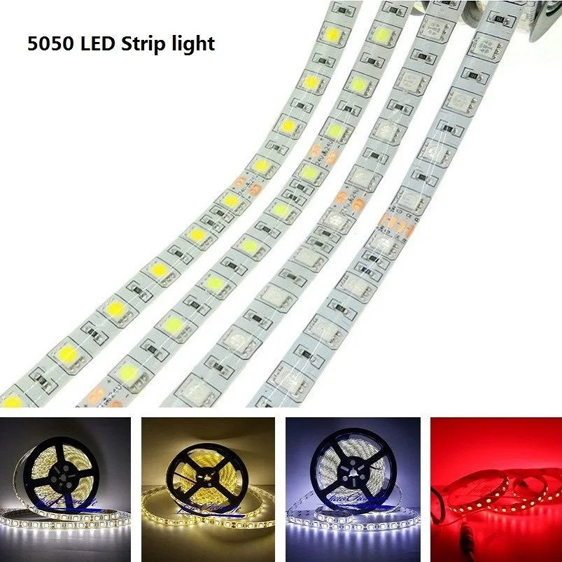 DC 5V 12V 24V 5050 60 leds/m elastyczna dioda LED RGB biała taśma LED taśma oświetlająca czerwony zielony niebieski biały ciepły biały 5 metrów/rolka