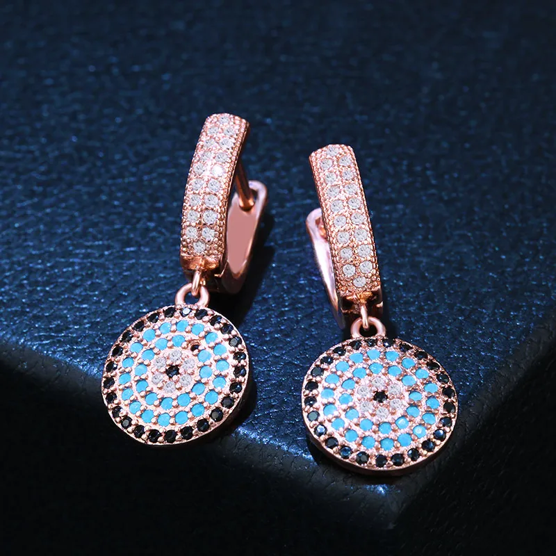 OCESRIO Korean Womens Earings Fashion Jewelry  Cubic Zirconia Copper Turkish Evil Eye Earrings for Women Jewellery ers-m96