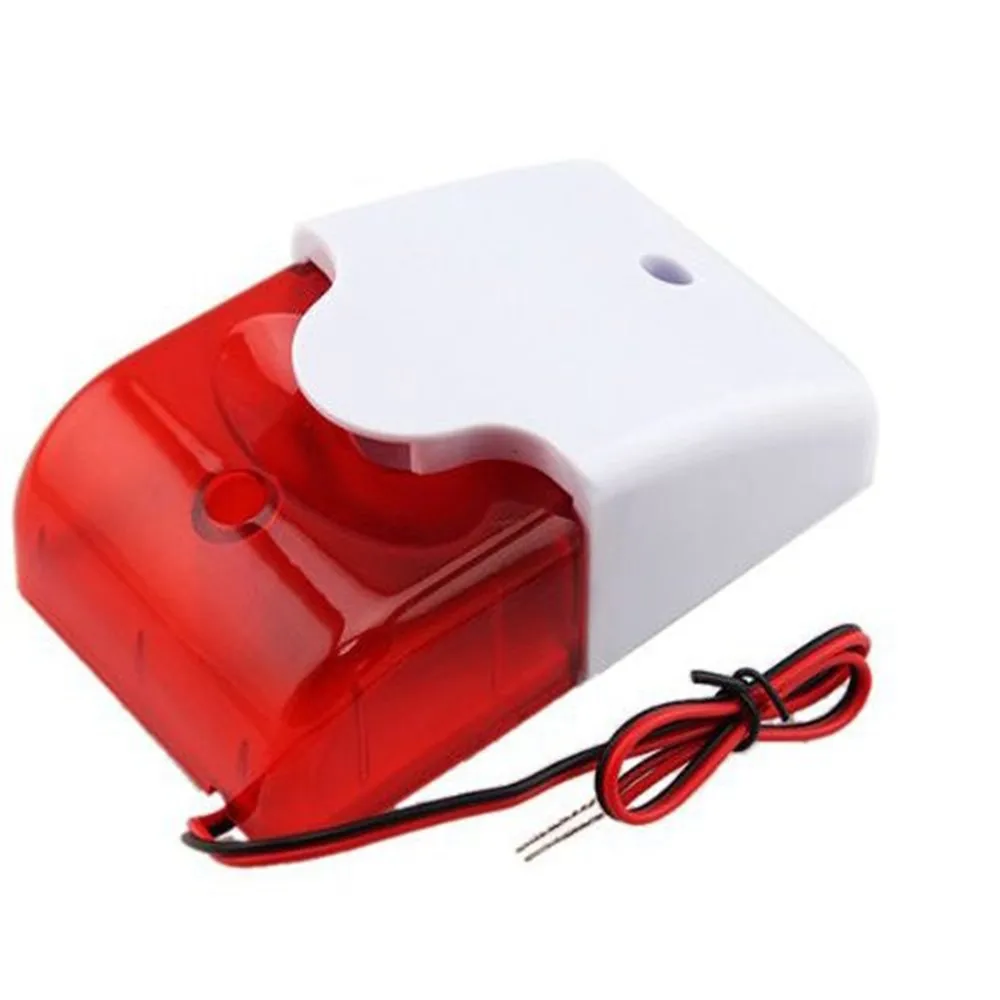 Mini Wired Strobe Siren Durable 12V Wired Sound Alarm Strobe Flashing Red Light Sound Siren Home Security Alarm System