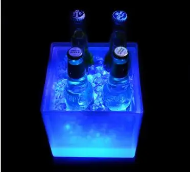 3500ml Rectangle LED Light Ice Buckets Luminous Double Layer Square Bucket Plastic Non Toxic Waterproof Kitchen Bar Tools li4239