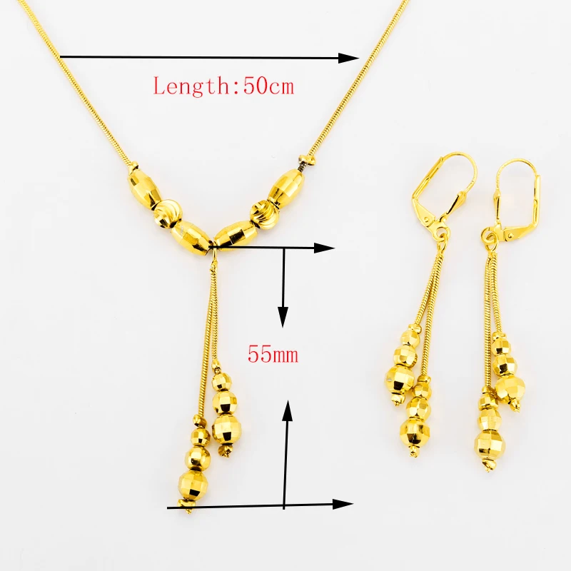 Small Beads Necklace Earrings for Women/Girls,Fashion Charms Ball Sets Gold Color,Ethioipian Jewelry African Indian Gift