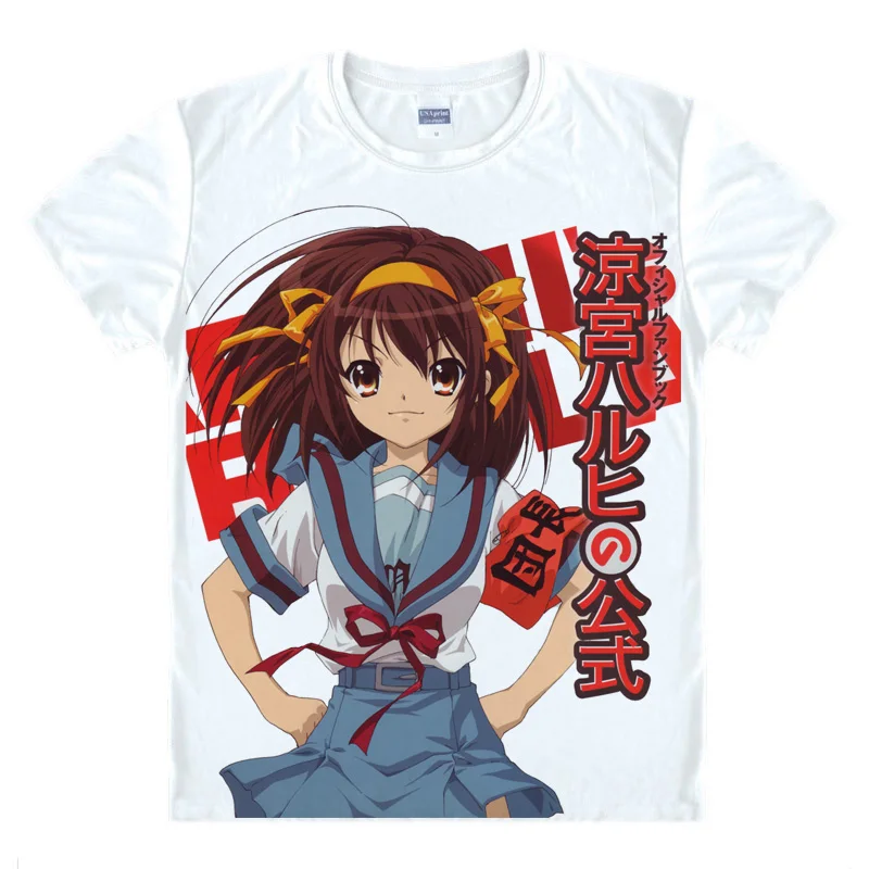 Coolprint Anime Shirt The Melancholy of Haruhi Suzumiya T-Shirts Multi-style Short Sleeve Suzumiya Haruhi Cosplay Motivs Shirts