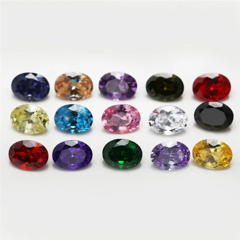 1PCS Per Colors Total 15pcs Size 4x6mm ~ 10x12mm Oval Shape Loose Cubic Zirconia Stone CZ