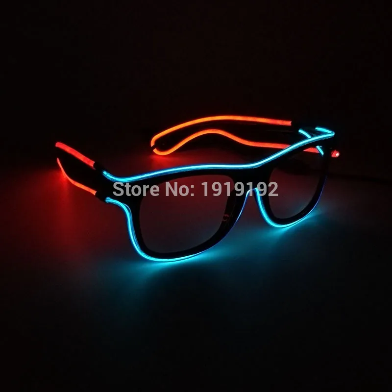 Artificial Flashing Double color Glowing Glasses 5 style Powered By DC-3V EL Wire Cold Light Tube Crazy Discos Party Decoration