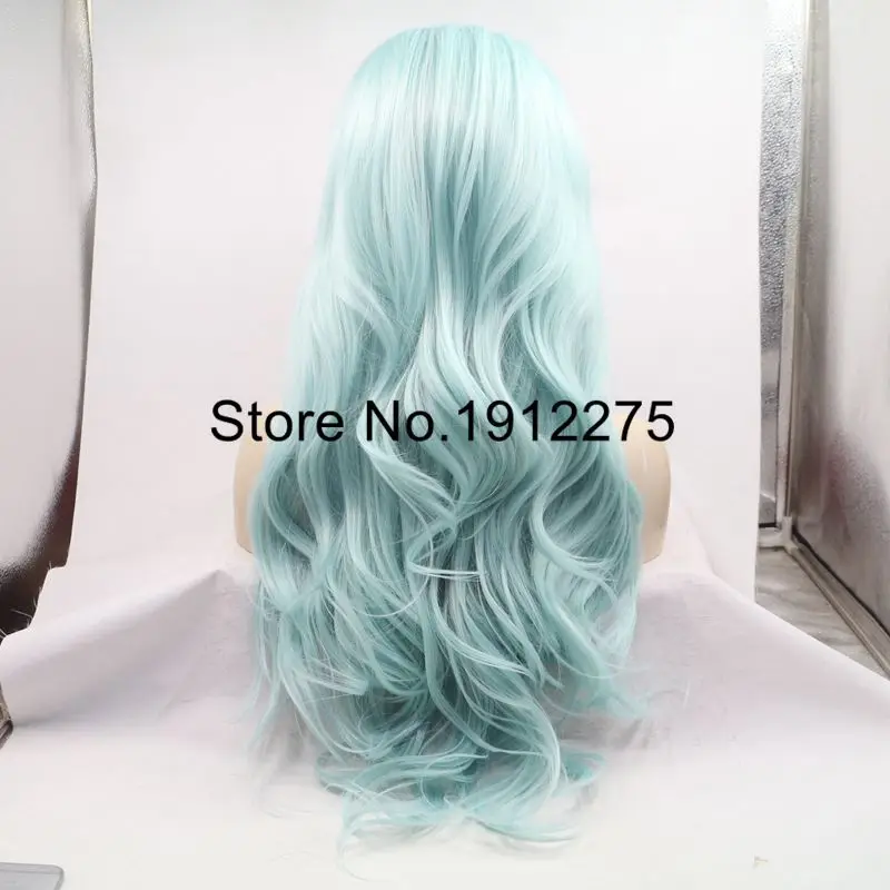 Sylvia Chịu Nhiệt Tóc Giả Tóc Mint Xanh Mermaid Body Wave Tóc Tổng Hợp Ren Phía Trước Tóc Giả Cho Giáng Sinh Phụ Nữ Cosplay Wigs