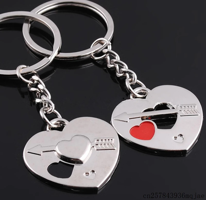 

100pairs Lovers Keyrings Heart Keychain Arrow Through Heart Couple Keychains for Wedding Gift Party Favors Zinc Alloy Material