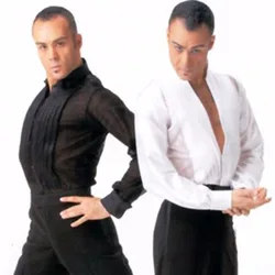 Hot Sale Latin Dance Tops For Males White Black Silk Satin Shirt Wears Men Bollywood Paso Professional Ballroom Jacket 6076