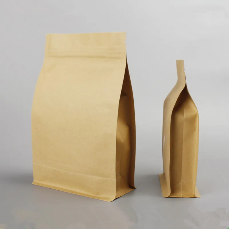 50pcs/Lot 3D Kraft Paper Zip Lock Packaging Bags Resealable Foil Inside Waterproof Oilproof Coffee Snack Nuts Tea Pack Pouches