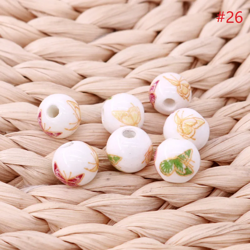 حار بيع 200 قطعة/الوحدة أكثر الأساليب للاختيار 8 مللي متر اليدوية جولة شكل السيراميك الخرز بالجملة Diy الخزف السيراميك مجوهرات الخرز