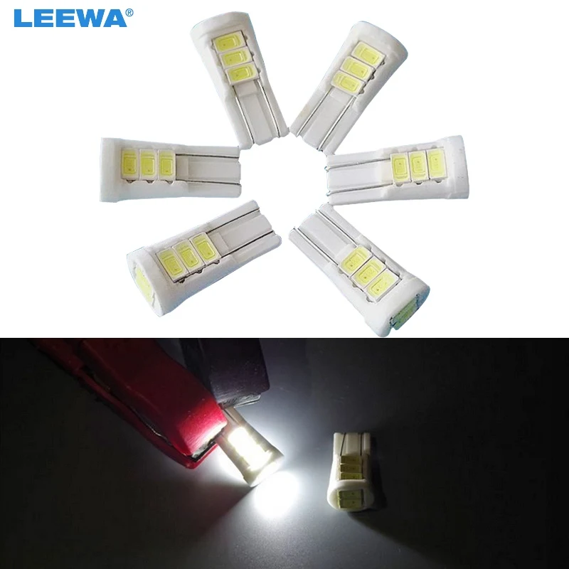 LEEWA 4ชิ้นSuper w Hite 194 168 W5W T10เซรามิก5730 8SMD 2วัตต์ลิ่มด้านใบอนุญาตจานแสงโคมไฟDC12V # CA4577