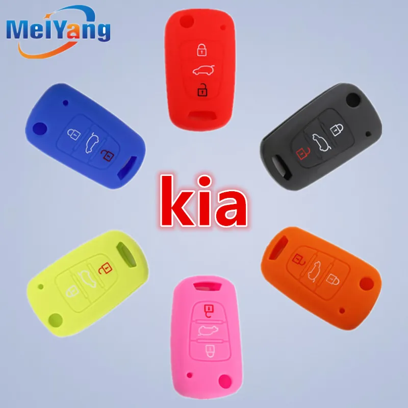 Silicone Key Case Cover Flip Folding Holder Protecting For Kia RIO K2 K5 Sportage Sorento SOUL Pro Ceed Cerato 3 Buttons