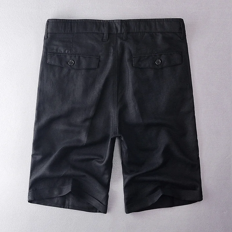 

New arrivals linen cotton casual shorts men brand fashion solid black shorts mens 30-38 size short male bermudas