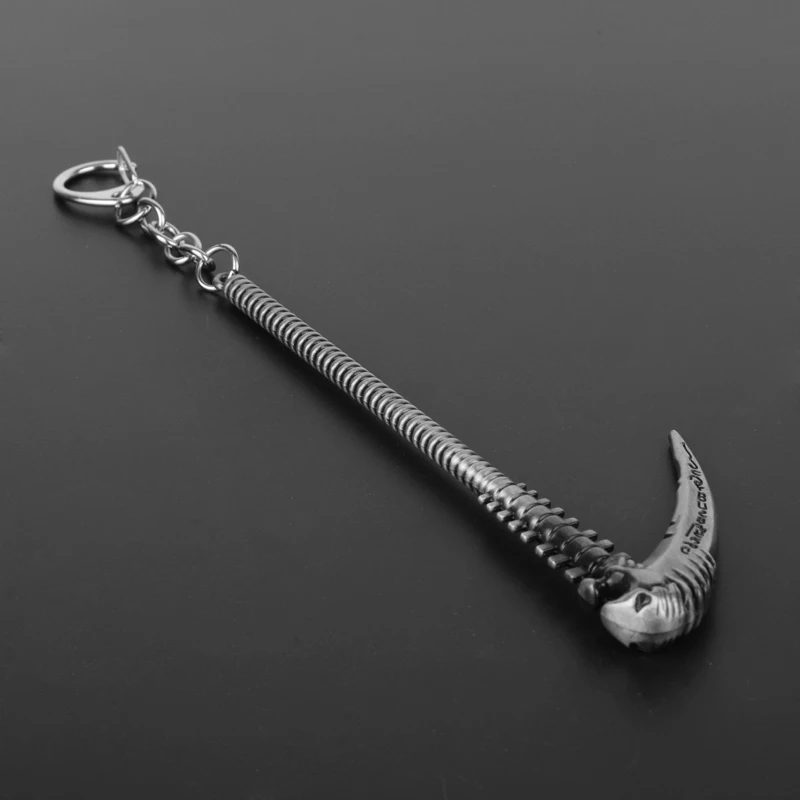 LOL Grim Reaper Karthus Scythe Model Keychain 17cm metal keyring men Jewelry game accessories The Deathsinger Sickle Weapons